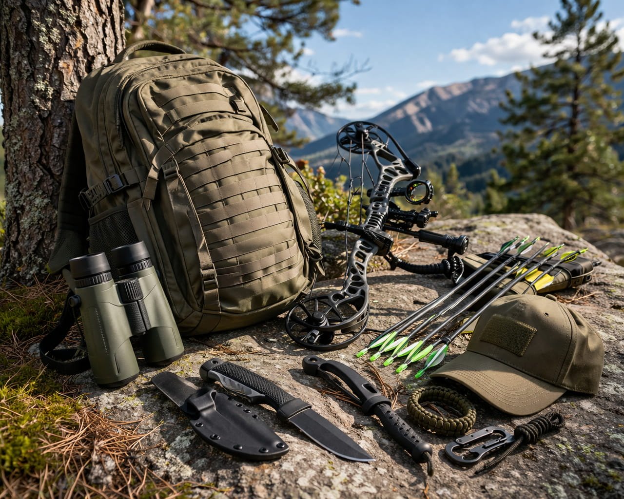 Complete outdoor gear setup for expedition