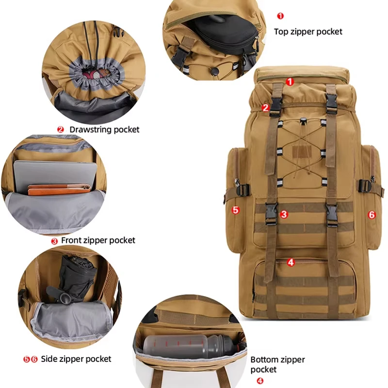 80L Tactical Hiking Backpack - Image 14