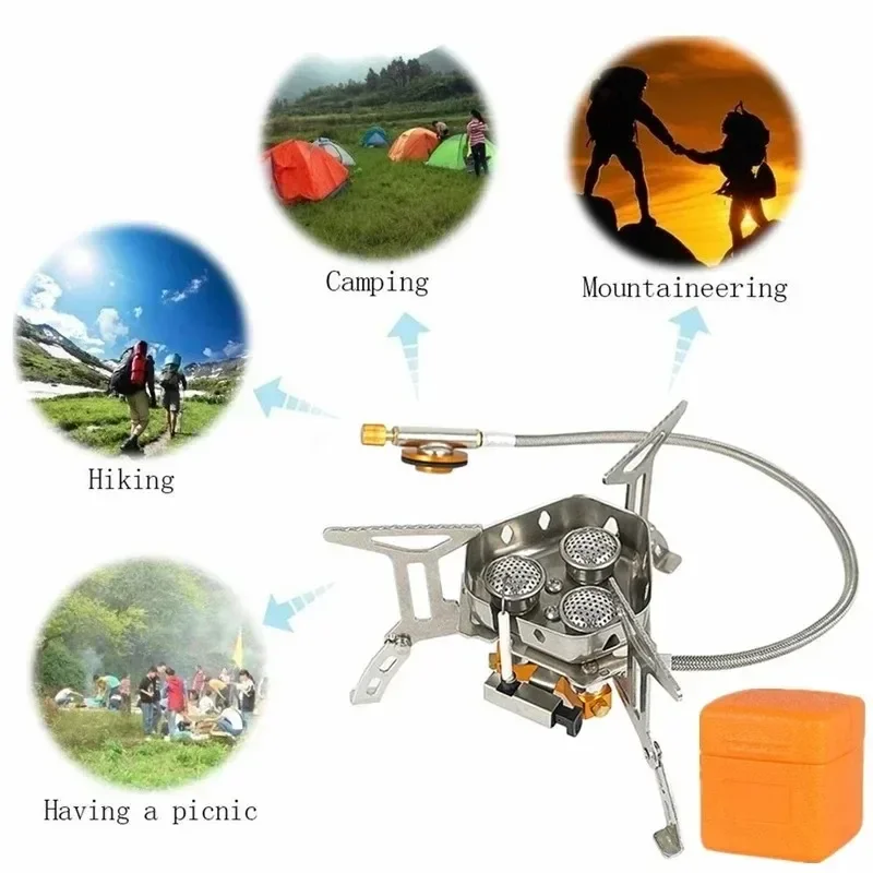 Mini Camping Windproof Stove 5800W Portable Outdoor Gas Stove Foldable Burner Hiking Equipment Picnic Barbecue Cooking Equipment - Image 3