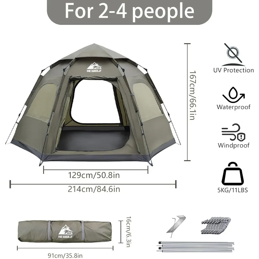 3-4 Person Instant Pop-Up Camping Tent - Image 3