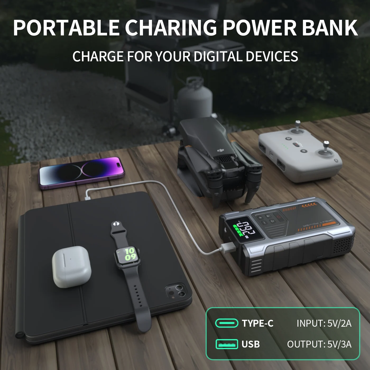 3000A Portable Car Jump Starter with Air Compressor - Image 5