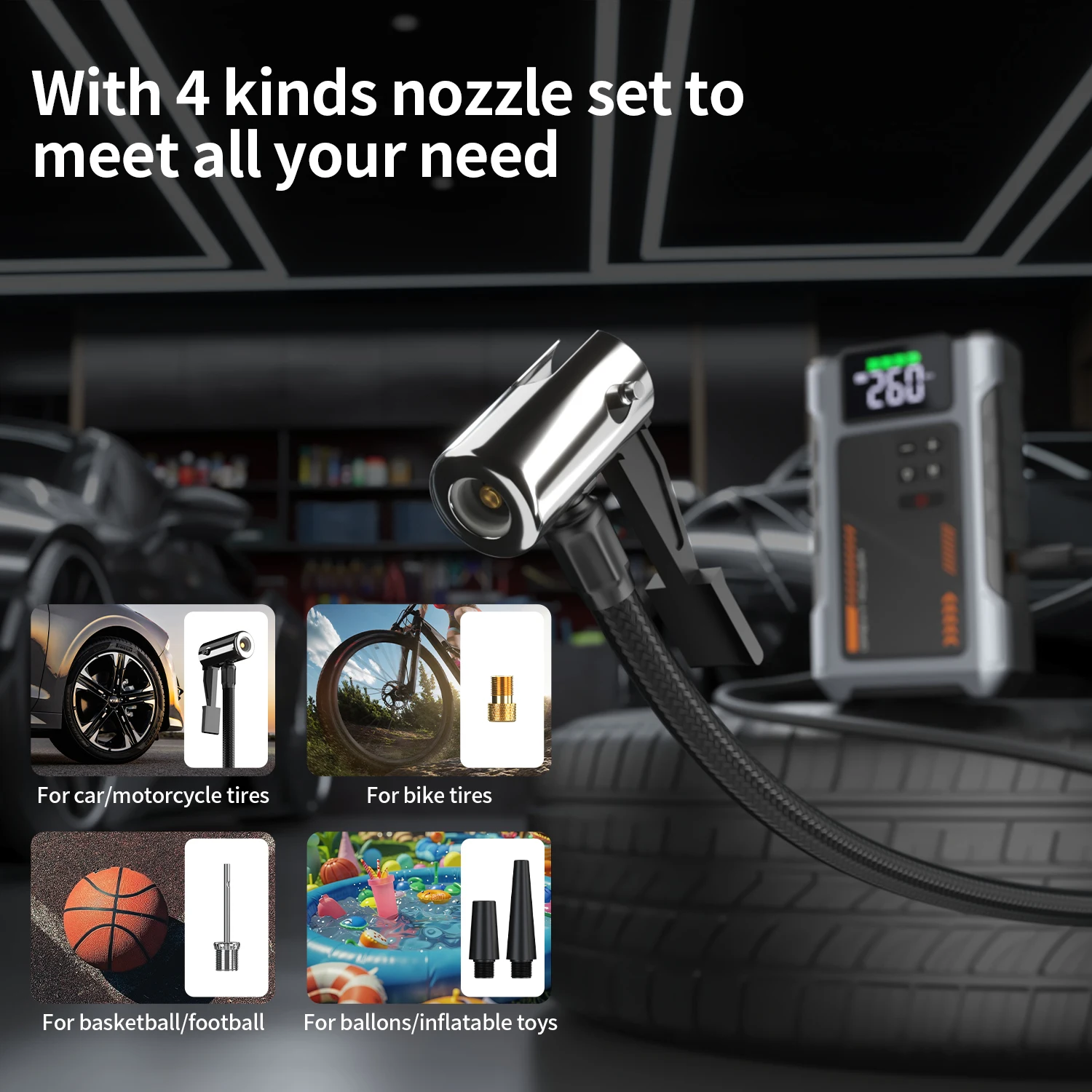 3000A Portable Car Jump Starter with Air Compressor - Image 3