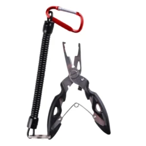 Curved-nose fishing pliers on white background