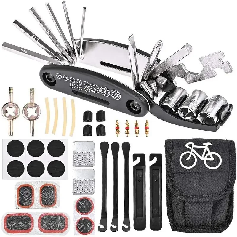 Bike multitool opened on light background