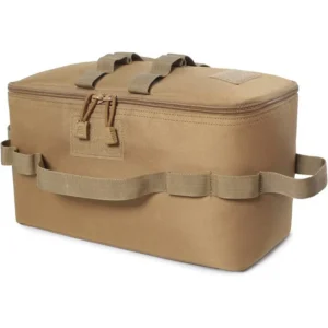 Camping cookware storage bag on white background