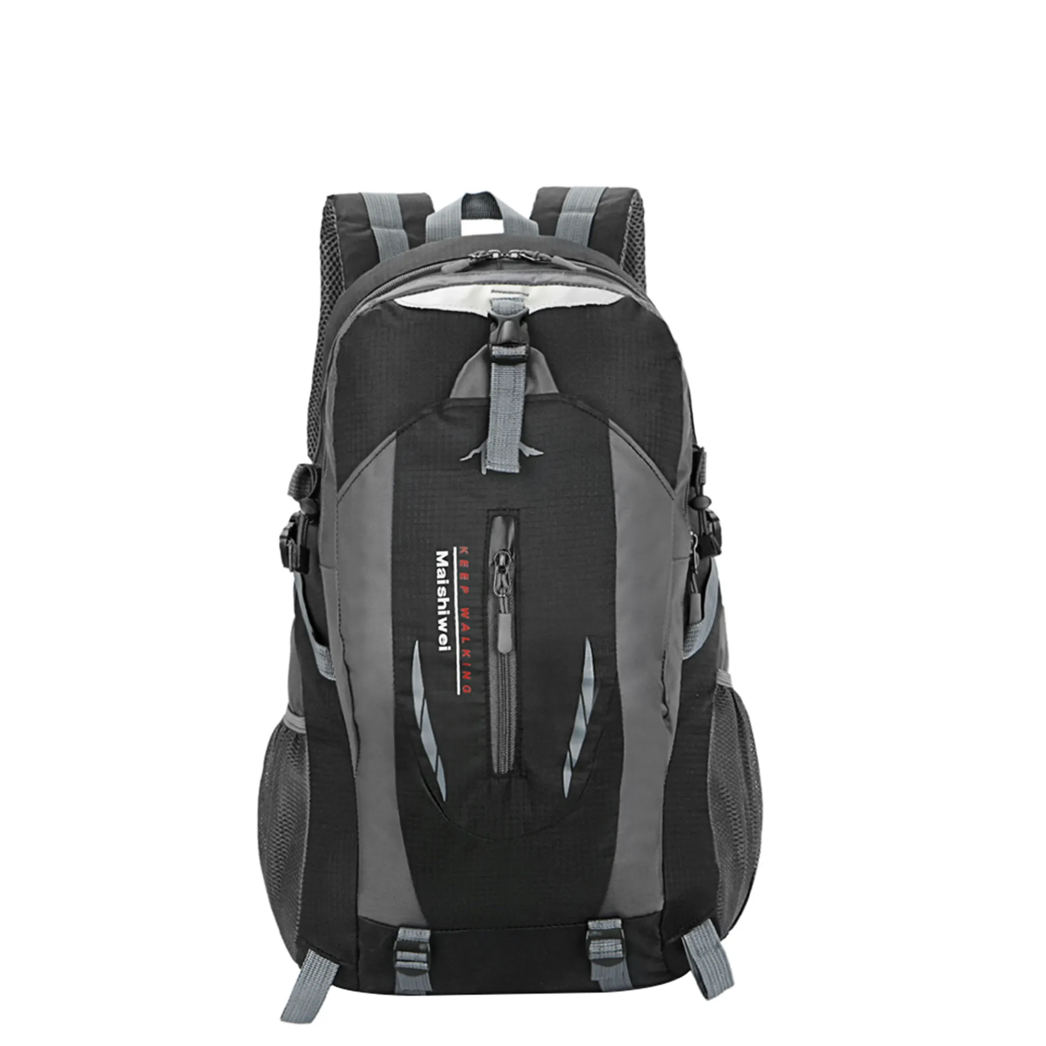 36L hiking backpack in black nylon with multiple compartments and padded straps