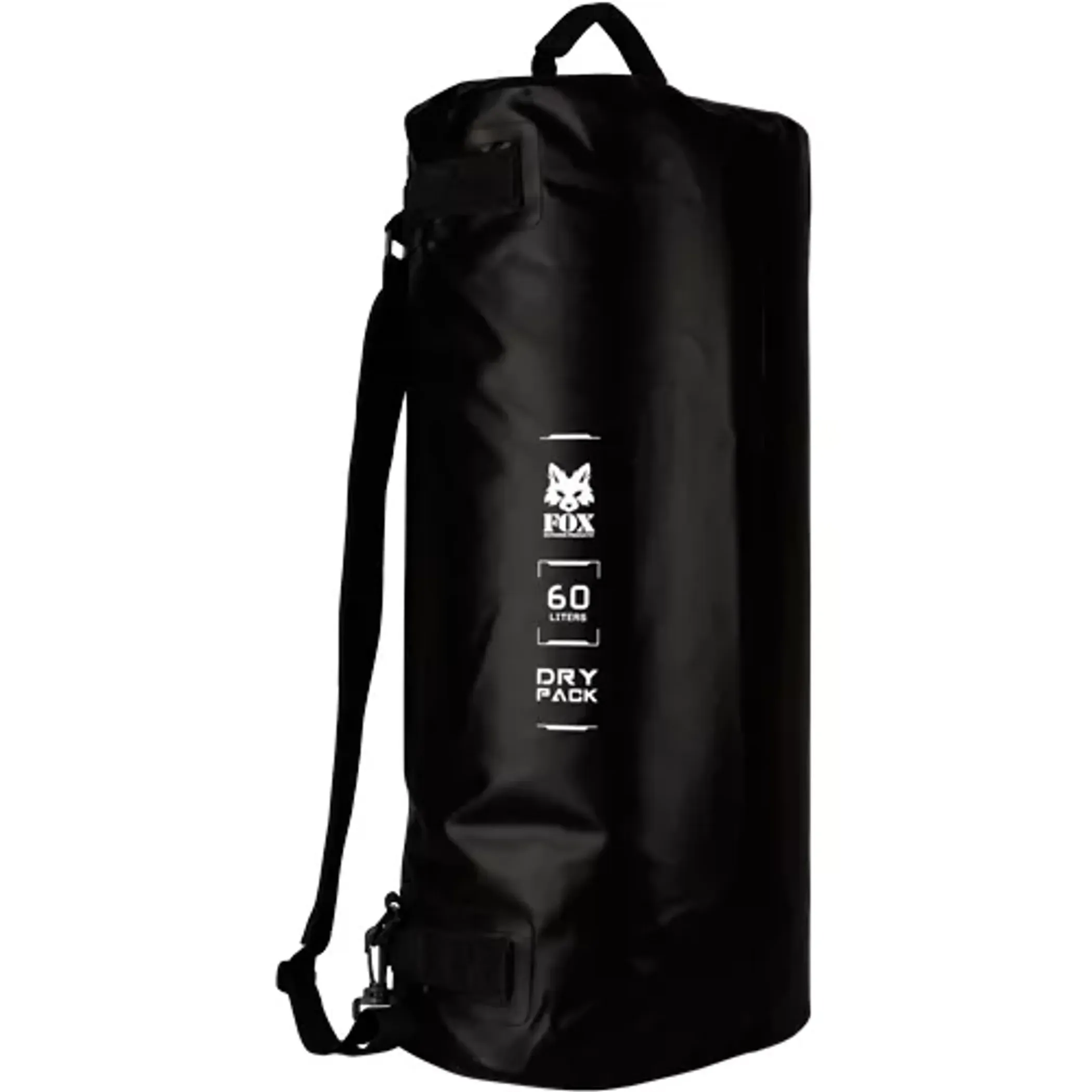 Fox Outdoor 60 liter black waterproof duffle-rucksack dry pack with shoulder straps