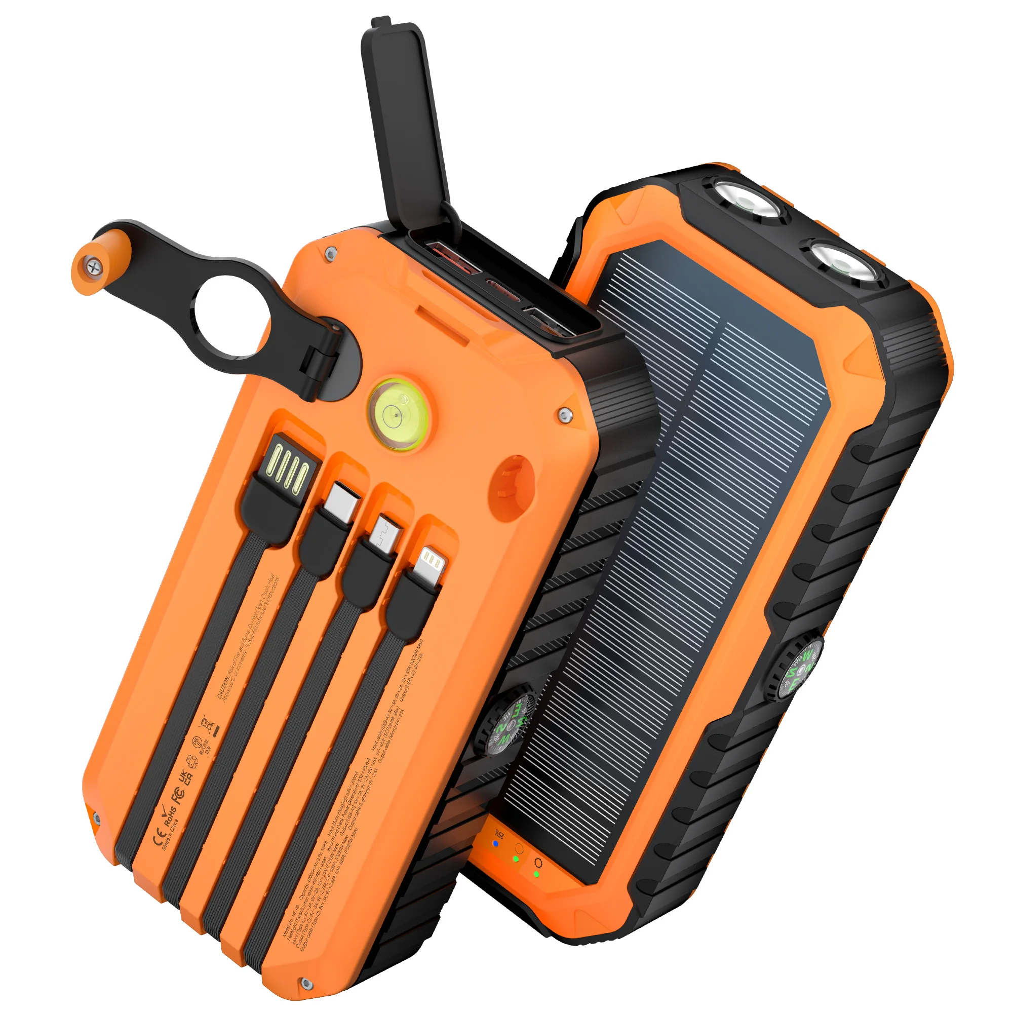 Solar Power Bank 40000mAh with Hand Crank and Built-in Cables - Image 7