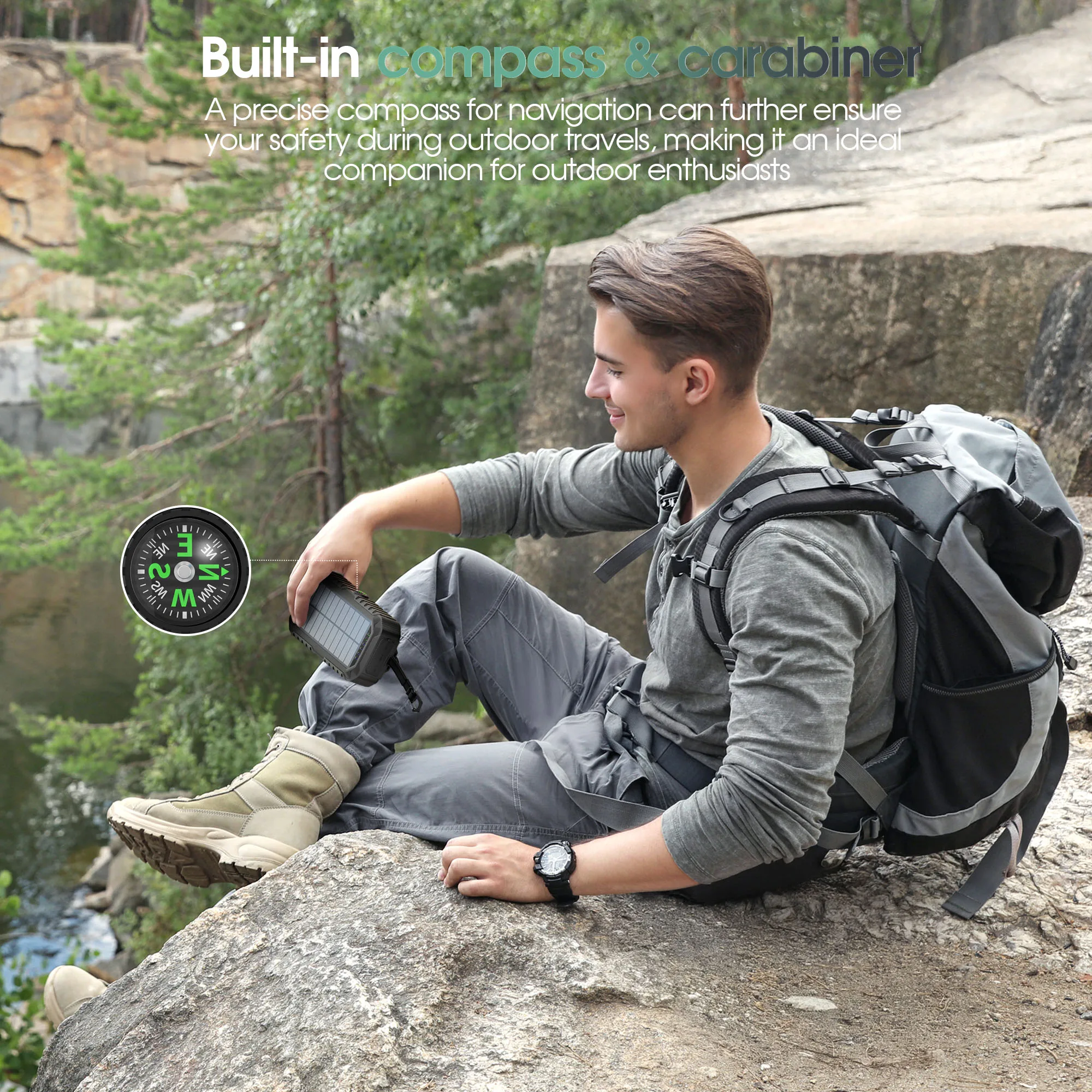 Solar Power Bank 40000mAh with Hand Crank and Built-in Cables - Image 5
