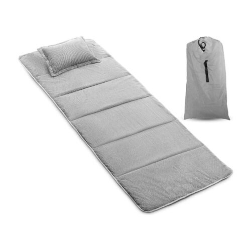 Alpcour camping cot mattress pad in grey with matching pillow and carry bag