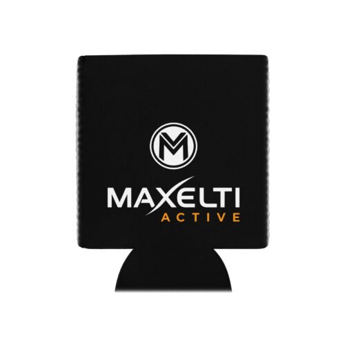 MAXELTI Active neoprene can cooler, front with the logo on black