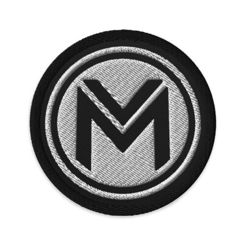 MAXELTI Active embroidered patch, 3 inch round with the M emblem